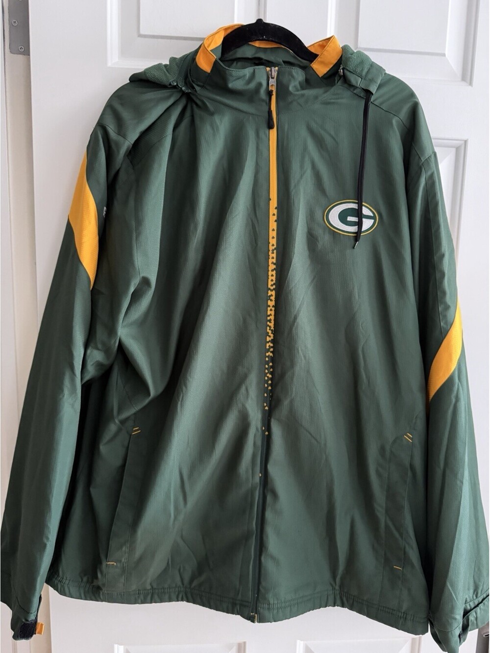 Vintage Reebok NFL On Field Green Bay Packers Fleece Lined Jacket Windbreaker XL